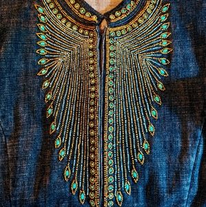 VGUC Vintage Chico's Limited Edition Beaded Jean Jacket